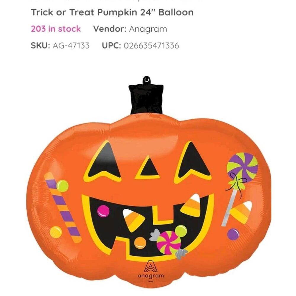 24” Pumpkin Mylar Balloon Orange Anagram XL Halloween Party MSRP $9.99